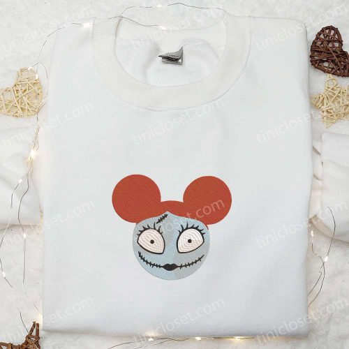 Sally x Mickey Nightmare Before Christmas Embroidered Shirt – Best Disney Halloween Gift for Family