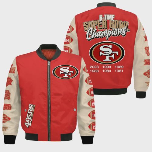 San Francisco 49ers 6x Super Bowl Champions Design Bomber Jacket SFAT V13