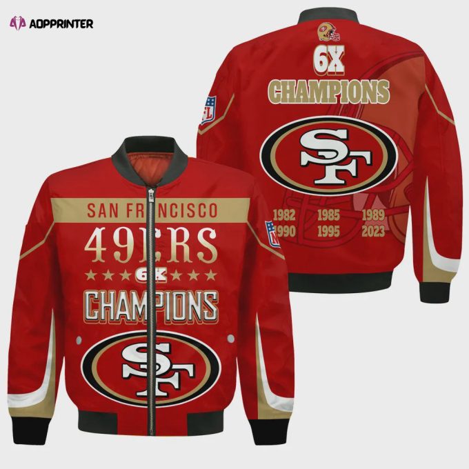 San Francisco 49ers 6X Super Bowl Champions Unisex Bomber Jacket