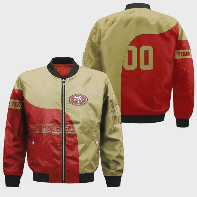 San Francisco 49ers Bomber Jacket 3D Printed Curve Style Custom Text And Number