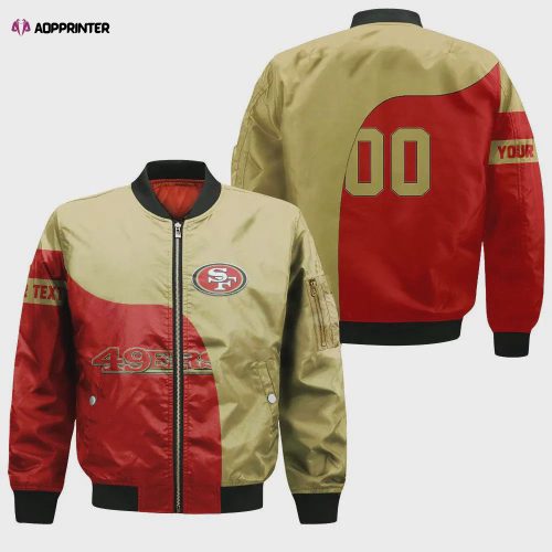 San Francisco 49ers Bomber Jacket 3D Printed Custom Text And Number Curve Style Sport