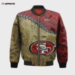 San Francisco 49ers Bomber Jacket 3D Printed Grunge Polynesian Tattoo