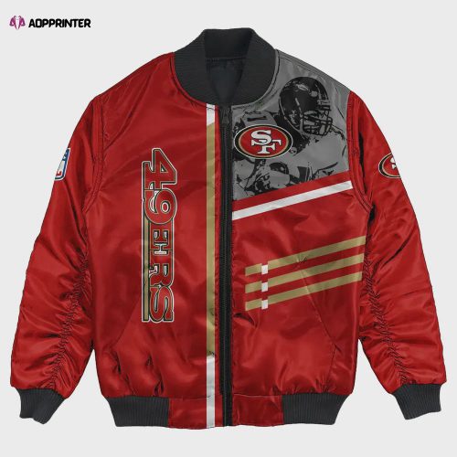 San Francisco 49ers Camo Pattern Bomber Jacket – Black And Gray