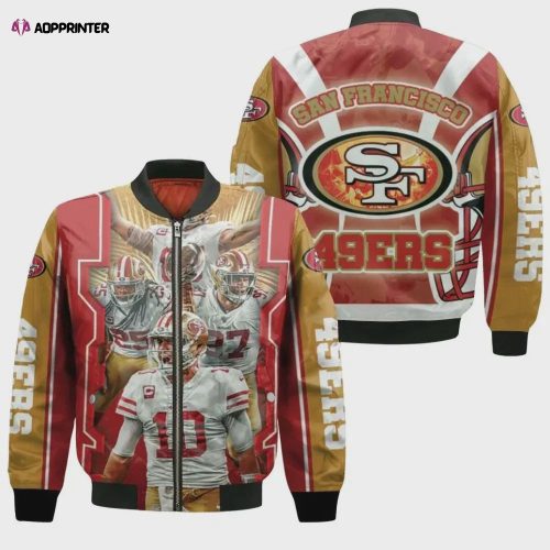 San Francisco 49ers George Kittle Pattern Bomber Jacket – Black