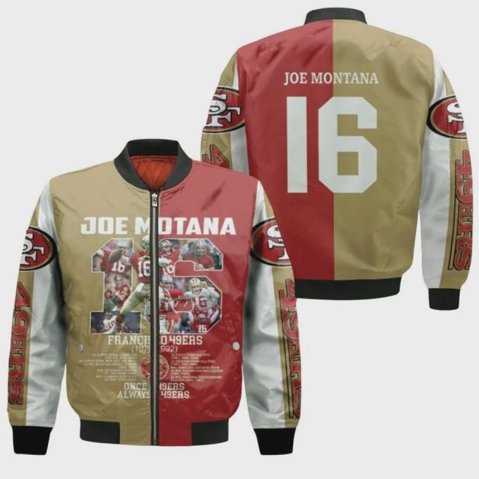 San Francisco 49ers Joe Motana Bomber Jacket – Red And Yellow