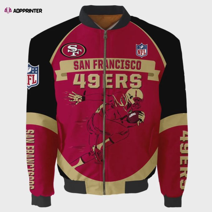 San Francisco 49ers Logo Pattern Bomber Jacket – Red