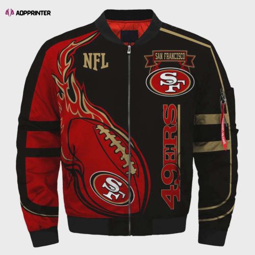 San Francisco 49ers George Kittle Pattern Bomber Jacket – Black