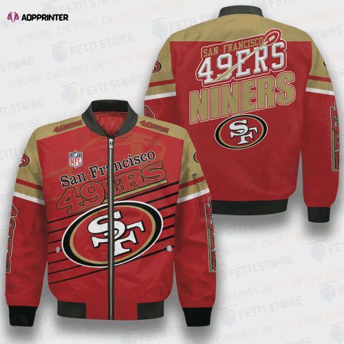 San Francisco 49ers Team Logo Pattern Bomber Jacket – Red