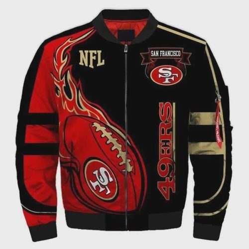 San Francisco 49ers Team Logo Bomber Jacket – Black And Red