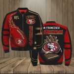 San Francisco 49ers Team Logo Pattern Bomber Jacket – Black And Red