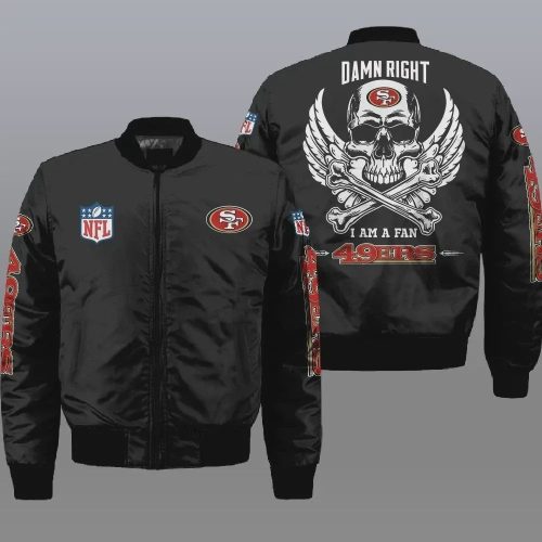 San Francisco 49ers Wings Skull Logo Bomber Jacket – Black