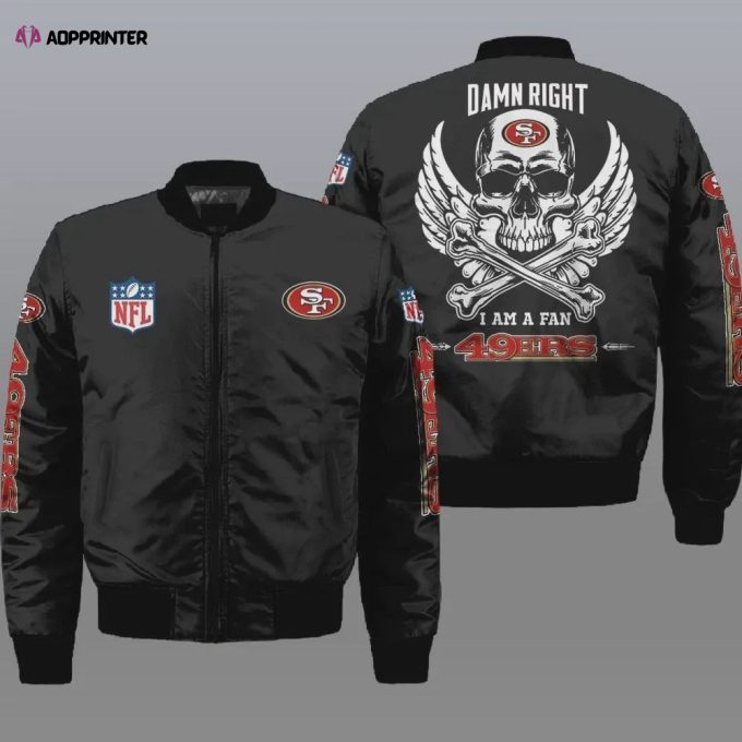 San Francisco 49ers Wings Skull Logo Bomber Jacket – Black