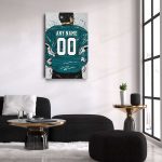 San Jose Sharks Jersey NHL Personalized Jersey Custom Name and Number Canvas Wall Art Home Decor Framed Poster Man Cave Gift