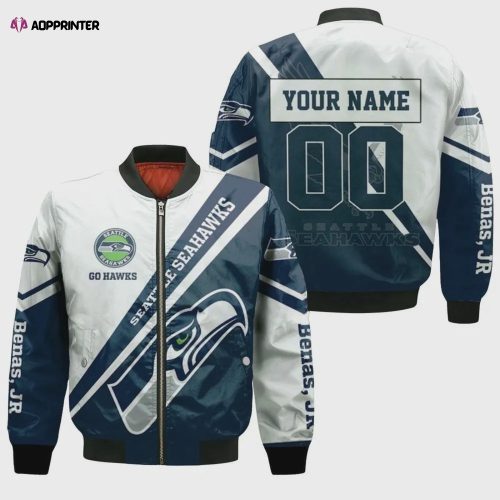 Seattle Seahawks Bomber Jacket 3D Printed Curve Style Custom Text And Number