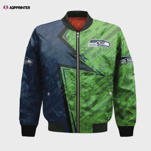 Seattle Seahawks Bomber Jacket 3D Printed Curve Style Custom Text And Number