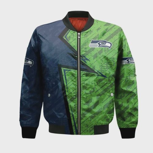 Seattle Seahawks Bomber Jacket 3D Printed Abstract Pattern Sport