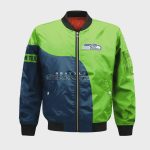 Seattle Seahawks Bomber Jacket 3D Printed Curve Style Custom Text And Number