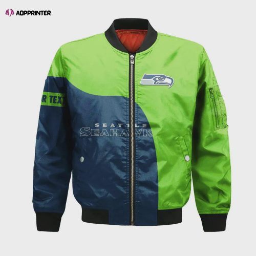 Seattle Seahawks Bomber Jacket 3D Printed Custom Text And Number Curve Style Sport