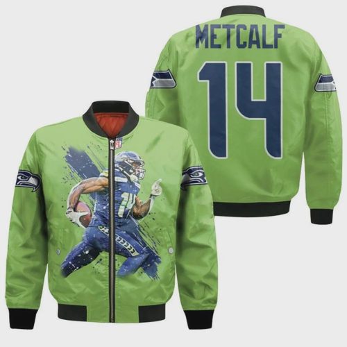 Seattle Seahawks DK Metcalf Pattern Bomber Jacket – Green