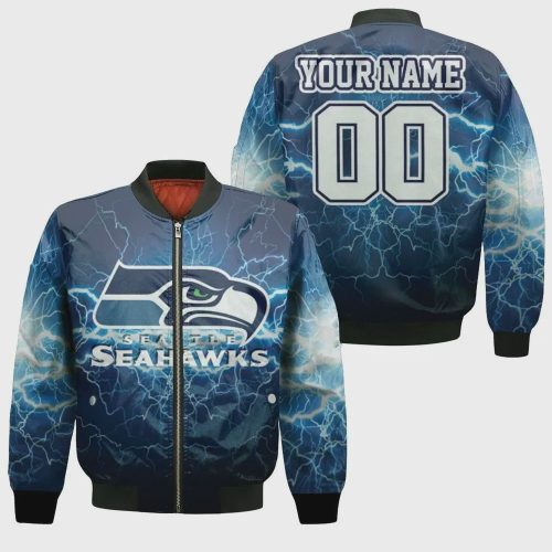 Seattle Seahawks Lightning 3D Customized Pattern Bomber Jacket