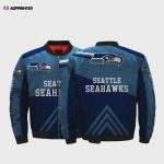 Seattle Seahawks Logo Pattern Bomber Jacket – Navy