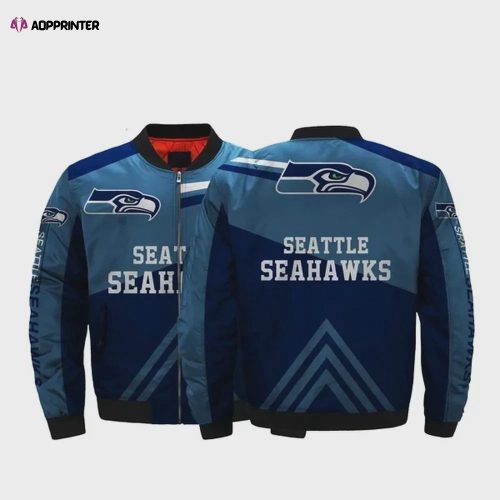 Seattle Seahawks Bomber Jacket 3D Printed Team Logo Custom Text And Number