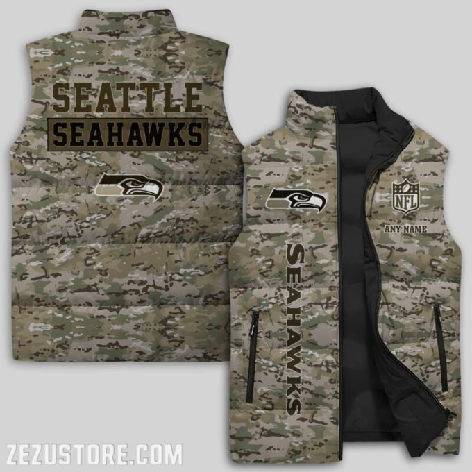 Seattle Seahawks NFL Sleeveless Puffer Jacket Custom For Fans Gifts