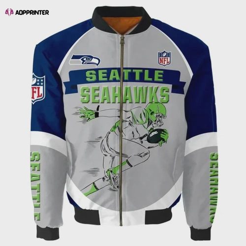 Seattle Seahawks Christmas Pattern Bomber Jacket – Navy Blue