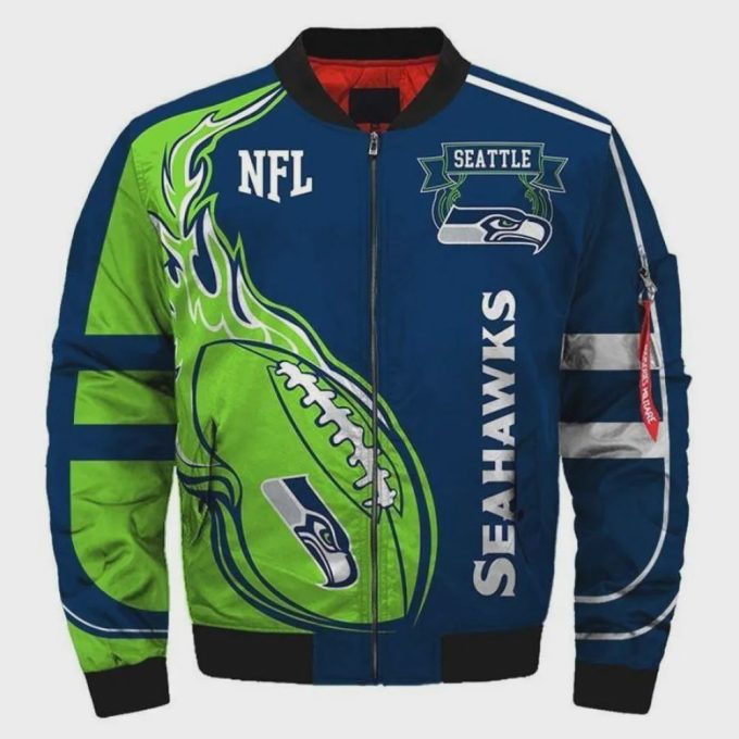 Seattle Seahawks Team Logo Bomber Jacket – Blue And Green