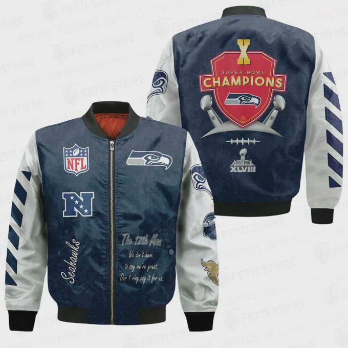 Seattle Seahawks X Champions Design Bomber Jacket V1