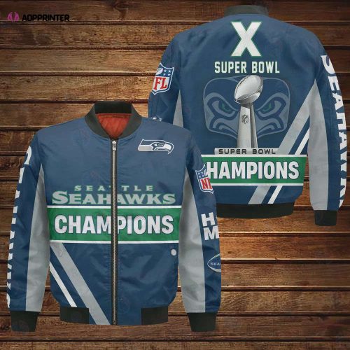 Seattle Seahawks Russell Wilson Pattern Bomber Jacket – Black