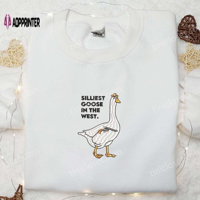 Silliest Goose in the West with Gun Embroidered Shirt – Funny Animal Shirt