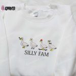 Silly Fam Goose Embroidered Shirt: Animal & Funny Embroidered Shirt