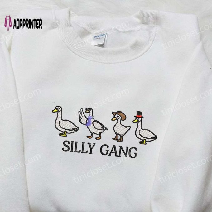 Silly Gang Goose Embroidered Shirt – Funny Animal Design for a Playful Look