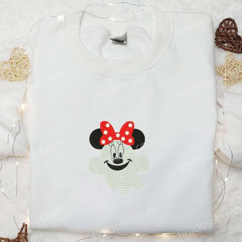 Smiling Boo Minnie Embroidered Shirt: Best Disney Halloween Gift for Family