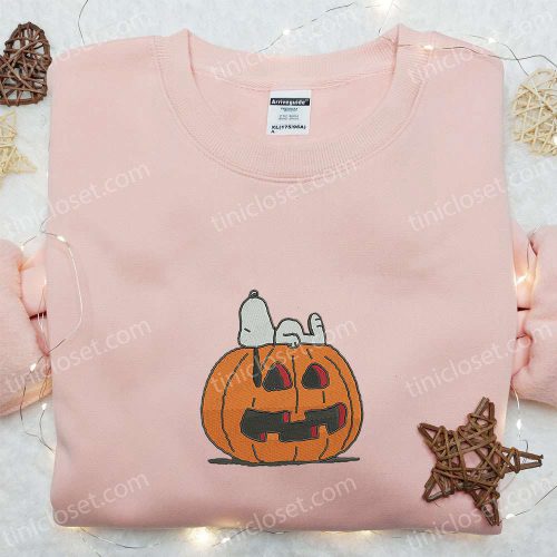 Snoopy Sleeping Pumpkin Embroidered Shirt & Peanuts Halloween Sweatshirt – Best Halloween Gift Ideas