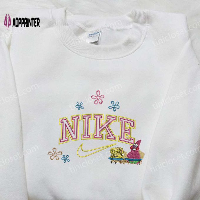 SpongeBob & Patrick x Nike Embroidered Sweatshirt: Cartoon Shirt Nike Inspired Design