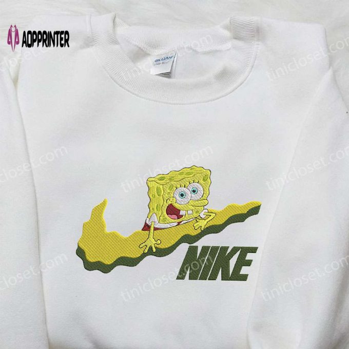 SpongeBob x Nike Embroidered Sweatshirt: Cartoon Shirt Nike Inspired Design