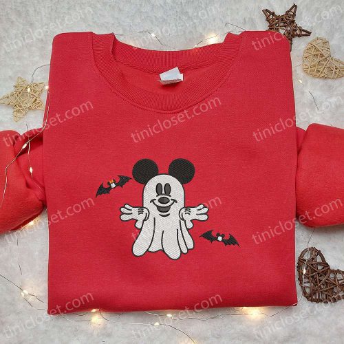 Spooky Mickey Mouse Shirt & Disney Characters Hoodie: Retro Trendy Cute Bats Embroidery – Perfect Halloween Gift Ideas