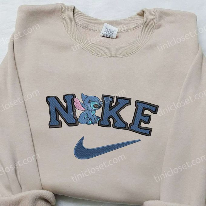 Stitch x Nike Embroidered Sweatshirt – Nike Inspired Shirt Perfect Family Gift