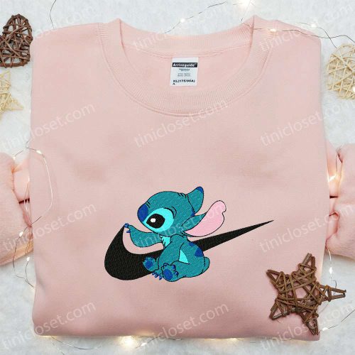 Disney Characters Embroidered Hoodie: Stitch x Swoosh Sweatshirt – Best Family Gift Ideas