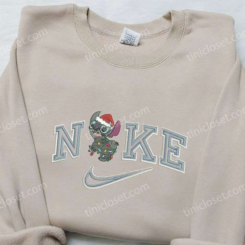 Stitch Xmas x Nike Embroidered Sweatshirt – Best Christmas Gift Idea with Nike Inspired Embroidery