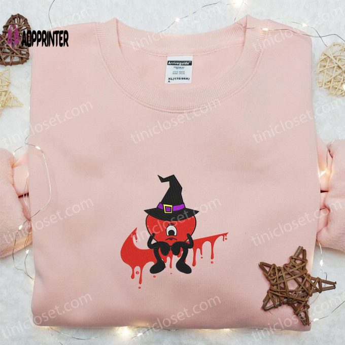 Swoosh Sad Heart Witch Bad Bunny Embroidered T-shirt: Best Halloween Gift Ideas for Family