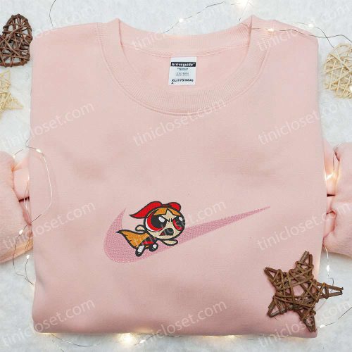 Swoosh x Blossom Cartoon Embroidered Sweatshirt Powerpuff Girls Shirt Nike Inspired T-shirt