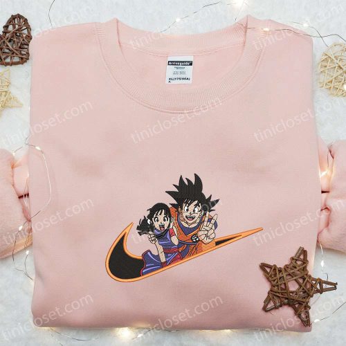 Swoosh x Goku & Chichi Anime Embroidered Shirt Dragon Ball Hoodie Custom Nike T-shirt