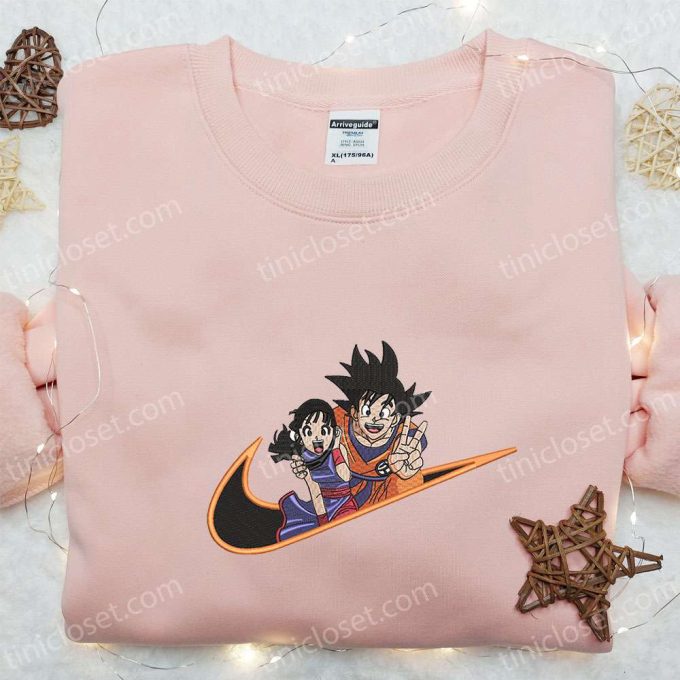 Swoosh x Goku & Chichi Anime Embroidered Shirt Dragon Ball Hoodie Custom Nike T-shirt