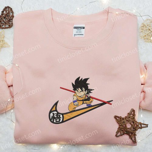 Swoosh x Goku Kid Anime Embroidered Shirt & Dragon Ball Hoodie – Custom Nike T-shirt