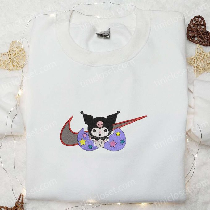 Swoosh x Kuromi Cartoon Sweatshirt Hello Kitty Embroidered Shirt Best Birthday Gift Ideas for Family