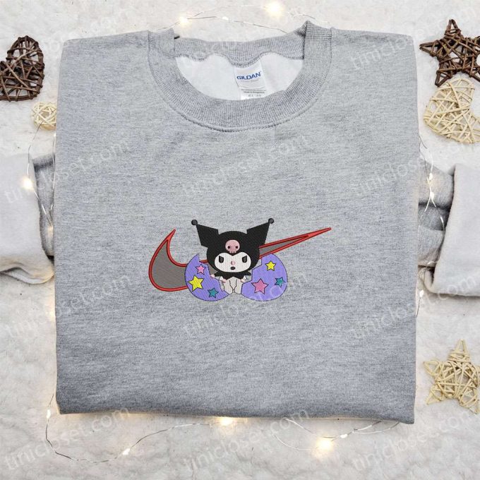 Swoosh x Kuromi Cartoon Sweatshirt Hello Kitty Embroidered Shirt Best Birthday Gift Ideas for Family