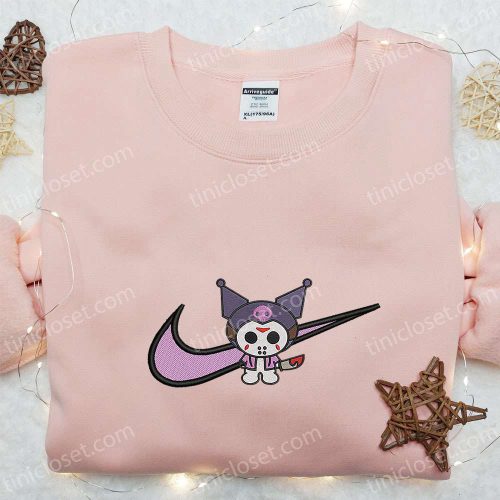 Swoosh x Kuromi Jason Voorhees Embroidered Hoodie: Custom Nike Sweatshirt Perfect Family Gifts